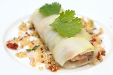 Asperge blanche comme un maki, quinoa gourmand